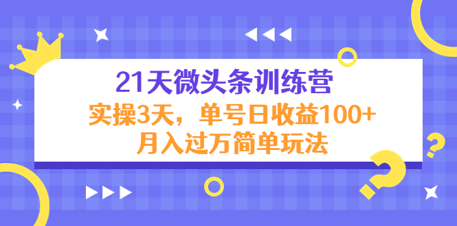 （4324期）21天微头条训练营，实操3天，单号日收益100+月入过万简单玩法-副业项目资源网