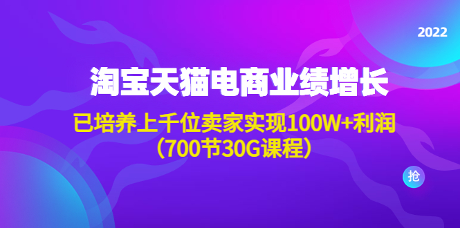 （4409期）淘系天猫电商业绩增长：已培养上千位卖家实现100W+利润（700节30G课程）-副业项目资源网