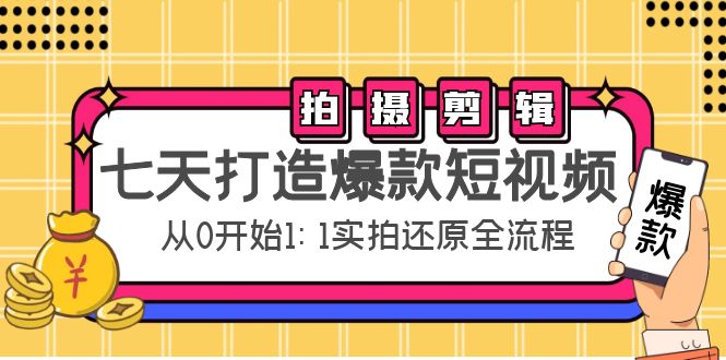 （4432期）七天打造爆款短视频：拍摄+剪辑实操，从0开始1:1实拍还原实操全流程-副业项目资源网