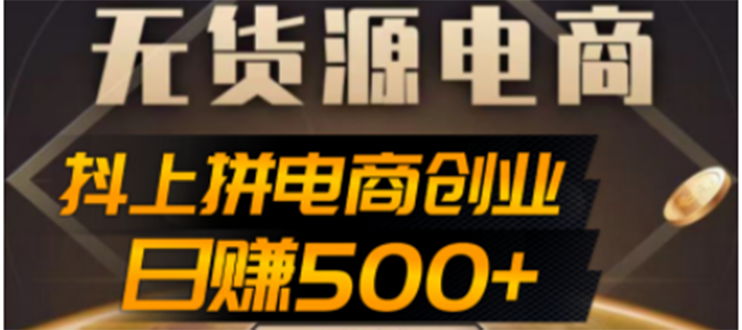 （4475期）抖上拼无货源电商创业项目、外面收费12800，日赚500+的案例解析参考-副业项目资源网