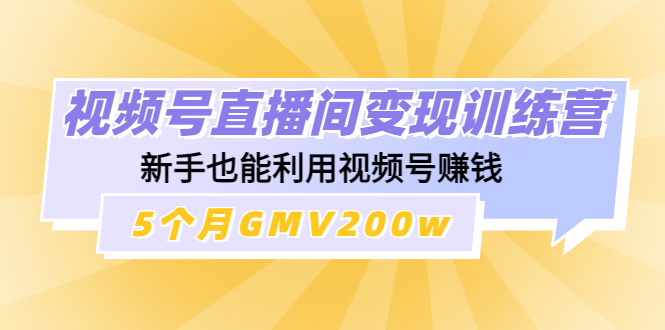 （4468期）视频号直播间变现训练营：新手也能利用视频号赚钱，5个月GMV200w-副业项目资源网