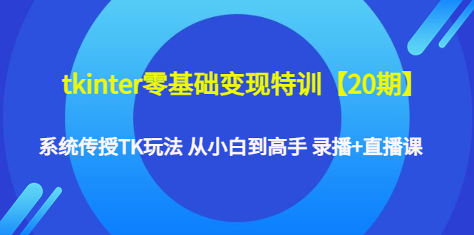 （4551期）tkinter零基础变现特训【20期】系统传授TK玩法 从小白到高手 录播+直播课-副业项目资源网