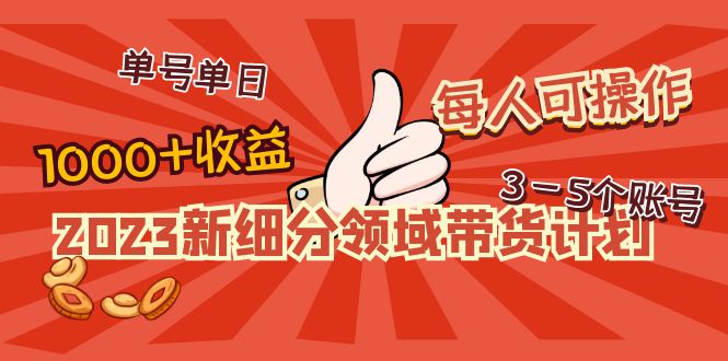 （4827期）2023新细分领域带货计划：单号单日1000+收益不难，每人可操作3-5个账号-副业项目资源网