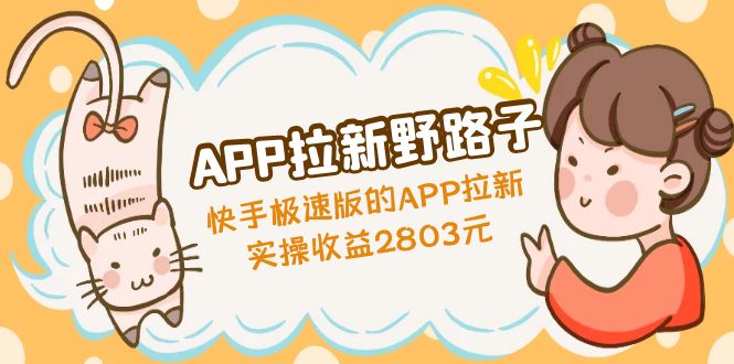 （4946期）APP拉新野路子：快手极速版的APP拉新赚，实操收益2803元-副业项目资源网