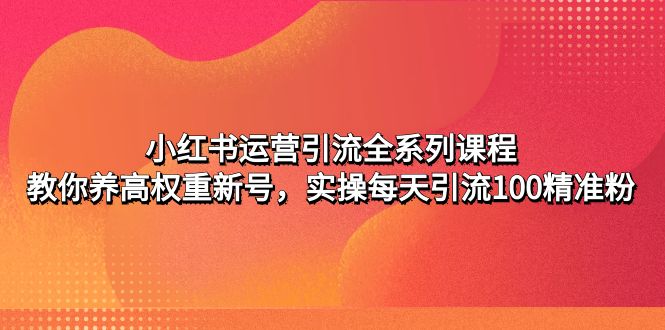 （4950期）小红书运营引流全系列课程：教你养高权重新号，实操每天引流100精准粉-副业项目资源网