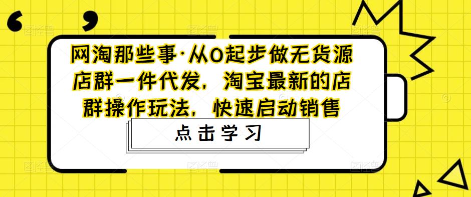 （4979期）从0起步做无货源店群一件代发，淘宝最新的店群操作玩法，快速启动销售-副业项目资源网