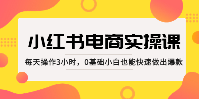 （5190期）小红书·电商实操课：每天操作3小时，0基础小白也能快速做出爆款！-副业项目资源网