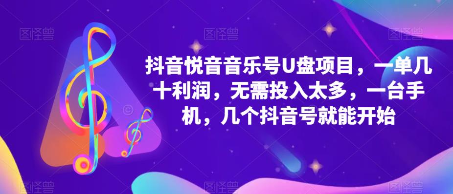 （5393期）抖音音乐号U盘项目 一单几十利润 无需投入太多 一台手机 几个抖音号就开始-副业项目资源网