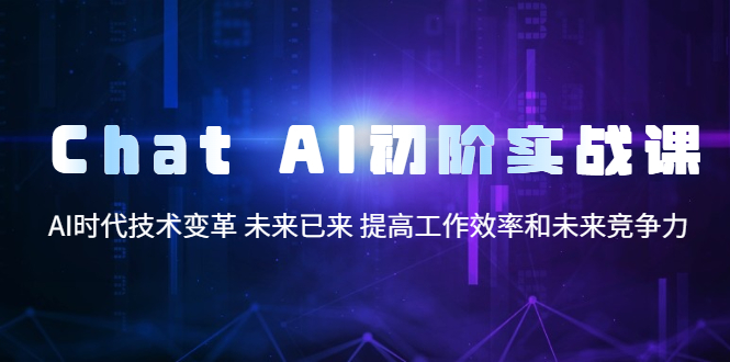 （5610期）Chat AI初阶实战课，AI时代技术变革 未来已来 提高工作效率和未来竞争力-副业项目资源网