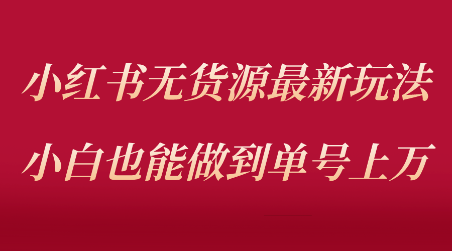 （5646期）小红书无货源最新螺旋起号玩法，电商小白也能做到单号上万（收费3980）-副业项目资源网