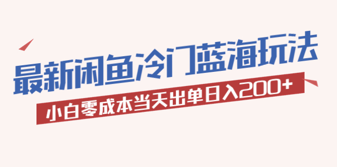 （5903期）2023最新闲鱼冷门蓝海玩法，小白零成本当天出单日入200+-副业项目资源网