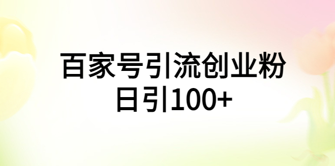 （5994期）百家号引流创业粉日引100+有手机电脑就可以操作！-副业项目资源网