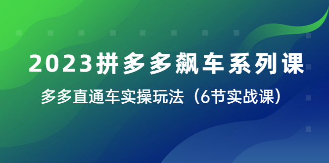 （6030期）2023拼多多飙车系列课，多多直通车实操玩法（6节实战课）-副业项目资源网