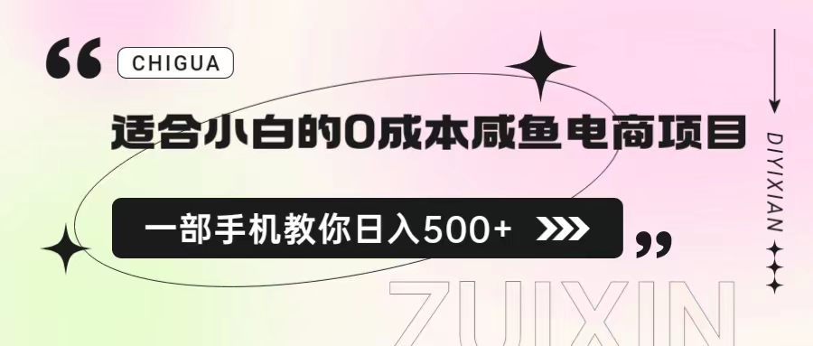 （6652期）适合小白的0成本咸鱼电商项目，一部手机，教你如何日入500+的保姆级教程-副业项目资源网