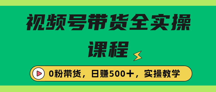 （6651期）收费1980的视频号带货保姆级全实操教程，0粉带货-副业项目资源网