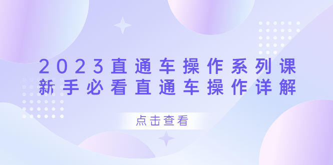 （6766期）2023直通车操作 系列课，新手必看直通车操作详解-副业项目资源网