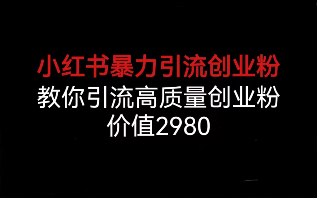 （6779期）小红书暴力引流创业粉，教你引流高质量创业粉，价值2980-副业项目资源网