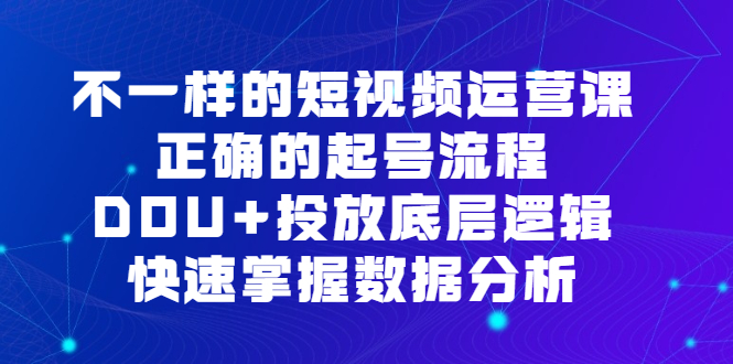 （6768期）不一样的短视频 运营课，正确的起号流程，DOU+投放底层逻辑，快速掌握数…-副业项目资源网