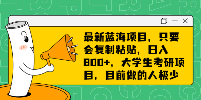 （6780期）最新蓝海项目，只要会复制粘贴，日入800+，大学生考研项目，目前做的人极少-副业项目资源网