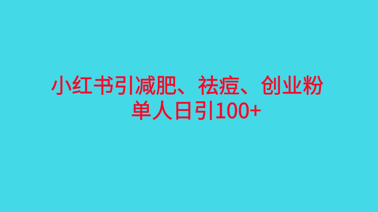 （6799期）小红书精准引流，减肥、祛痘、创业粉单人日引100+（附软件）-副业项目资源网