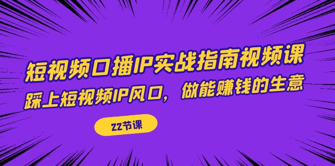 （7202期）短视频口播IP实战指南视频课，踩上短视频IP风口，做能赚钱的生意（22节课）-副业项目资源网