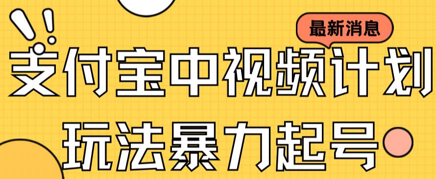 （7218期）支付宝中视频玩法暴力起号影视起号有播放即可获得收益（带素材）-副业项目资源网