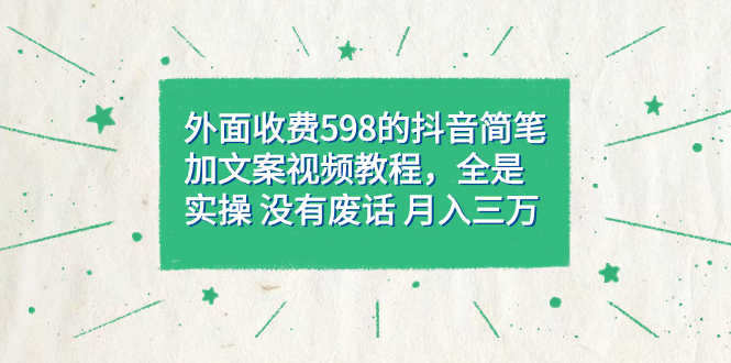 （7327期）外面收费598抖音简笔加文案教程，全是实操 没有废话 月入三万（教程+资料）-副业项目资源网