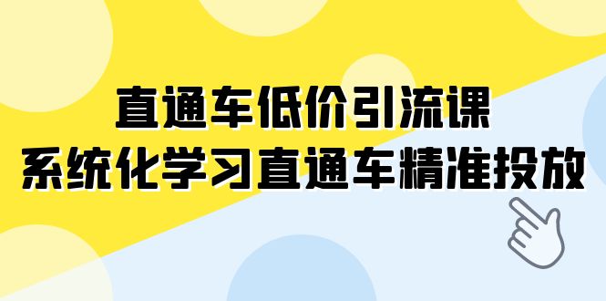 （7698期）直通车-低价引流课，系统化学习直通车精准投放（14节课）-副业项目资源网