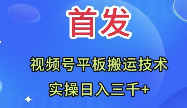 （7843期）全网首发：视频号平板搬运技术，实操日入三千＋-副业项目资源网