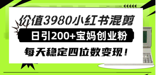 （7893期）价值3980小红书混剪日引200+宝妈创业粉，每天稳定四位数变现！-副业项目资源网