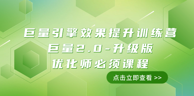 （7887期）巨量引擎·效果提升训练营：巨量2.0-升级版，优化师必须课程（111节课）-副业项目资源网