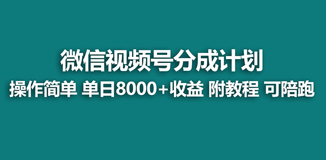 （7904期）【蓝海项目】视频号分成计划，单天收益8000+，附玩法教程！可陪跑-副业项目资源网