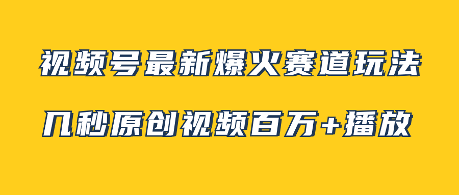 （7917期）视频号最新爆火赛道玩法，几秒视频可达百万播放，小白即可操作（附素材）-副业项目资源网