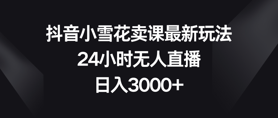 （8322期）抖音小雪花卖课最新玩法，24小时无人直播，日入3000+-副业项目资源网