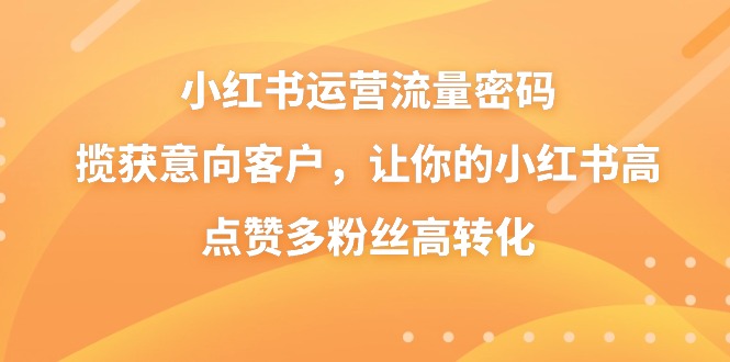 （8764期）小红书运营流量密码，揽获意向客户，让你的小红书高点赞多粉丝高转化-副业项目资源网