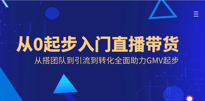 （8745期）从0起步入门直播带货，从搭团队到引流到转化全面助力GMV起步-副业项目资源网