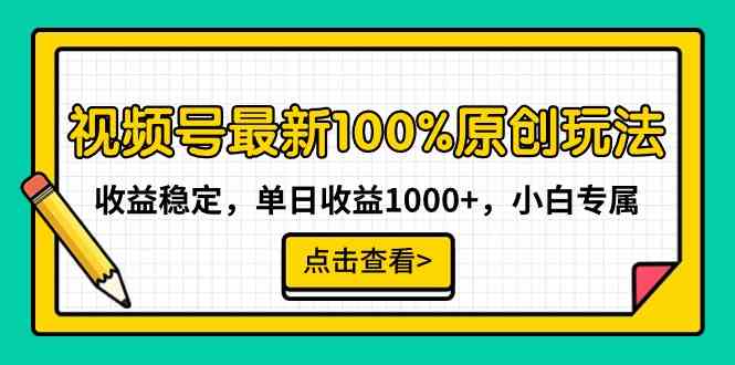 （9070期）视频号最新100%原创玩法，收益稳定，单日收益1000+，小白专属-副业项目资源网