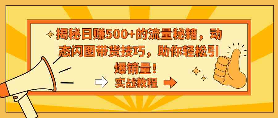 （9058期）揭秘日赚500+的流量秘籍，动态闪图带货技巧，助你轻松引爆销量！-副业项目资源网