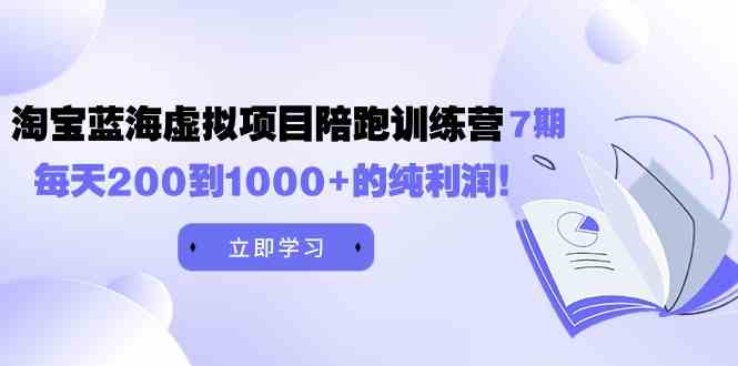 （9541期）黄岛主《淘宝蓝海虚拟项目陪跑训练营7期》每天200到1000+的纯利润-副业项目资源网