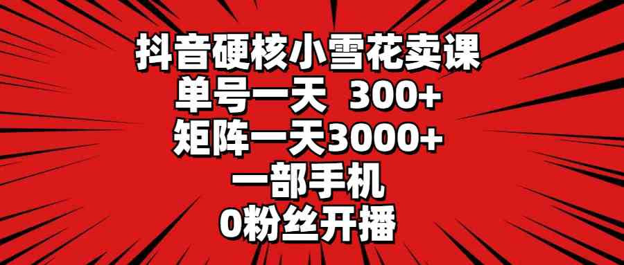 （9551期）抖音硬核小雪花卖课，单号一天300+，矩阵一天3000+，一部手机0粉丝开播-副业项目资源网