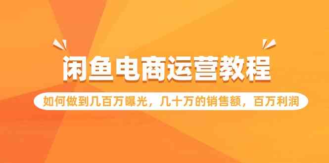 （9560期）闲鱼电商运营教程：如何做到几百万曝光，几十万的销售额，百万利润-副业项目资源网