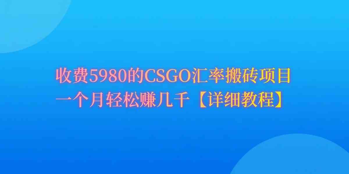 （9776期）CSGO装备搬砖，月综合收益率高达60%，你也可以！-副业项目资源网