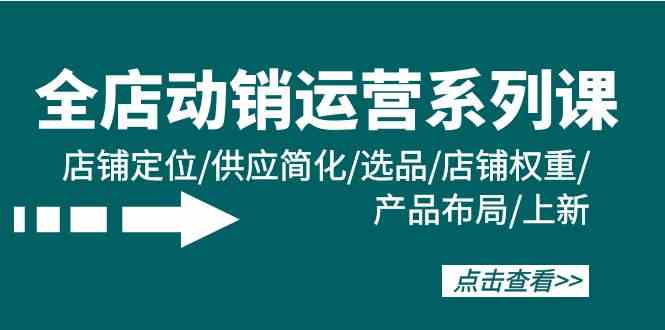 （9845期）全店·动销运营系列课：店铺定位/供应简化/选品/店铺权重/产品布局/上新-副业项目资源网