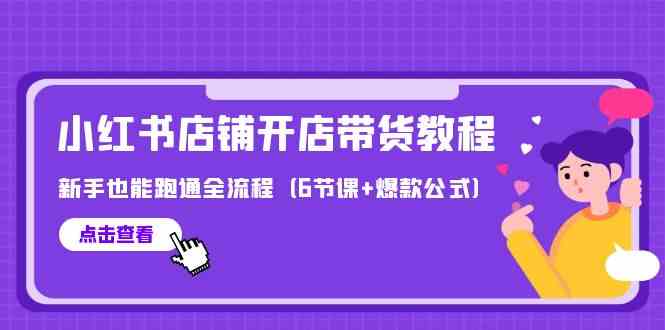 （9883期）最新小红书店铺开店带货教程，新手也能跑通全流程（6节课+爆款公式）-副业项目资源网