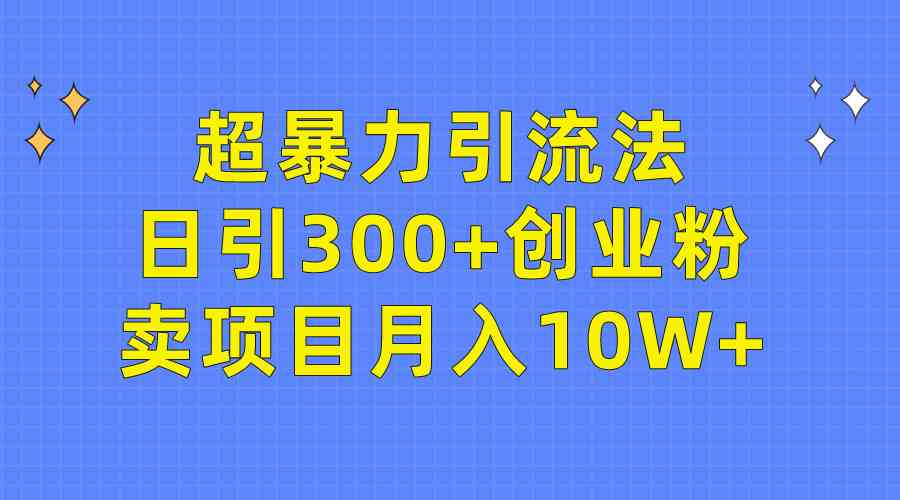 （9954期）超暴力引流法，日引300+创业粉，卖项目月入10W+-副业项目资源网