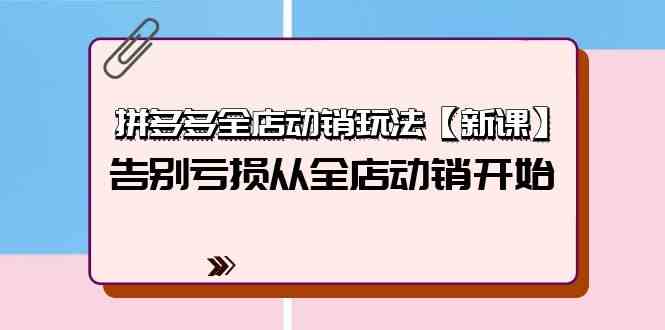 （9974期）拼多多全店动销玩法【新课】，告别亏损从全店动销开始（4节视频课）-副业项目资源网