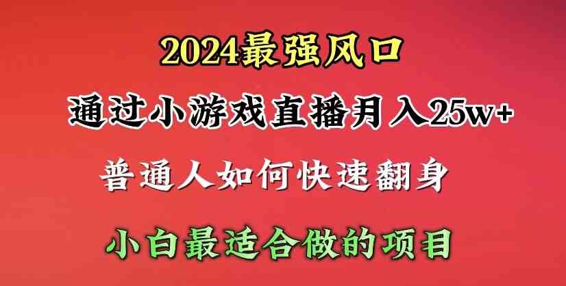 （10020期）2024年最强风口，通过小游戏直播月入25w+单日收益5000+小白最适合做的项目-副业项目资源网