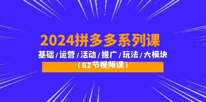 （10019期）2024拼多多系列课：基础/运营/活动/推广/玩法/大模块（62节视频课）-副业项目资源网