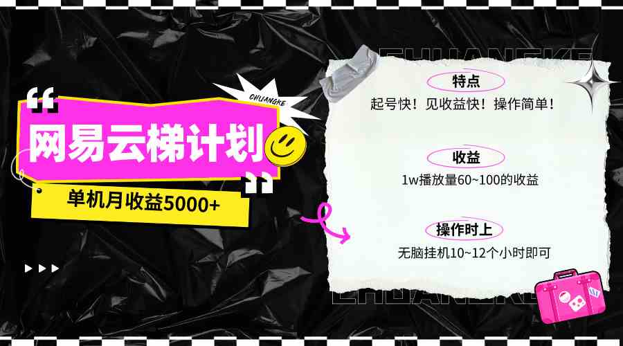 （10063期）最新网易云梯计划网页版，单机月收益5000+！可放大操作-副业项目资源网