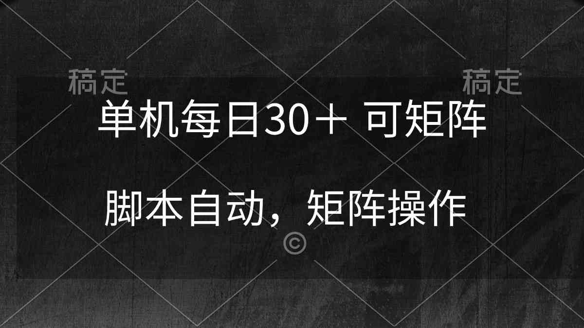 （10100期）单机每日30＋ 可矩阵，脚本自动 稳定躺赚-副业项目资源网